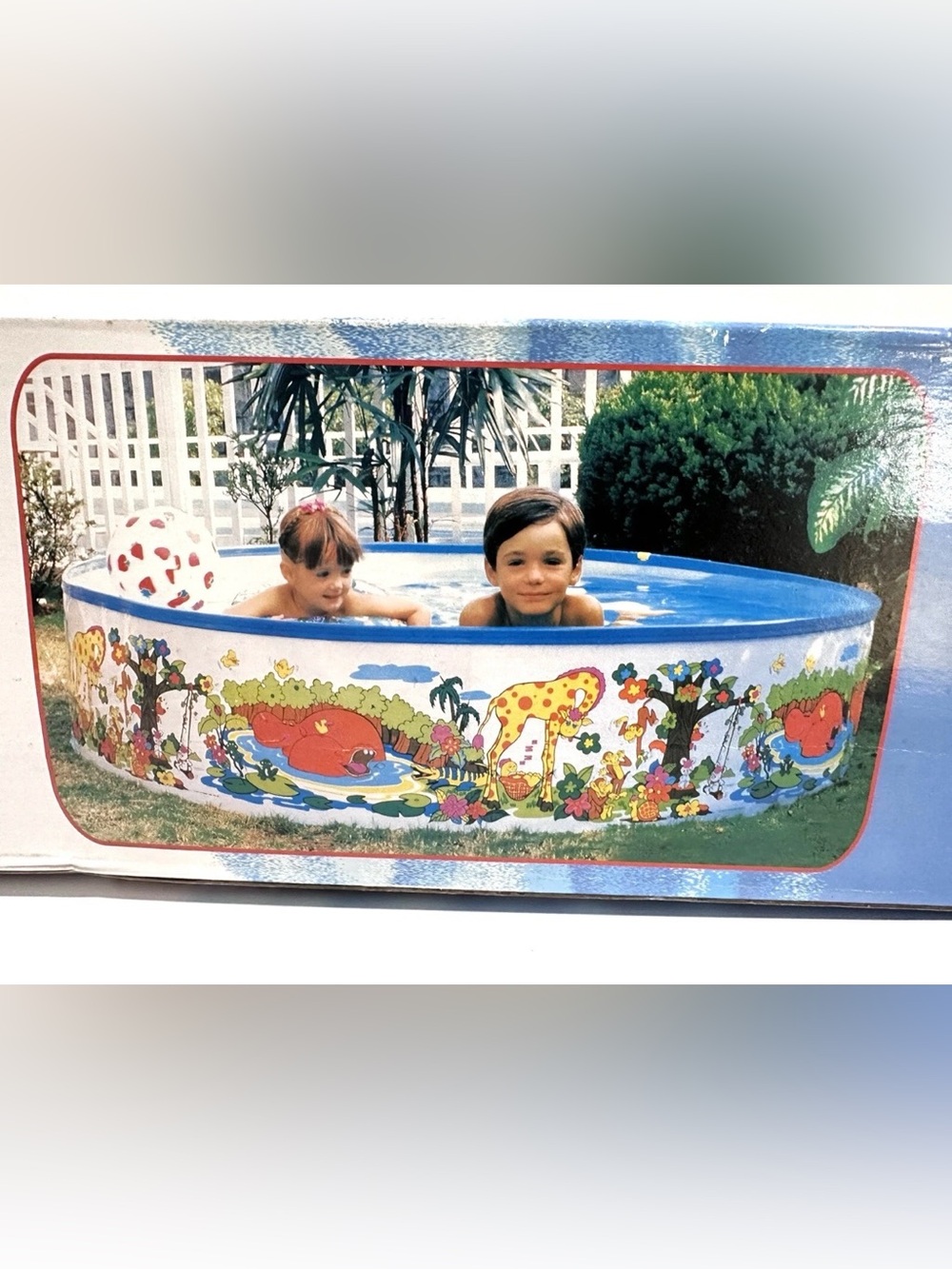 New In Box Vintage H2O 1980s Kids Vinyl Rigid Wall Swimming Pool 8ft x 18in